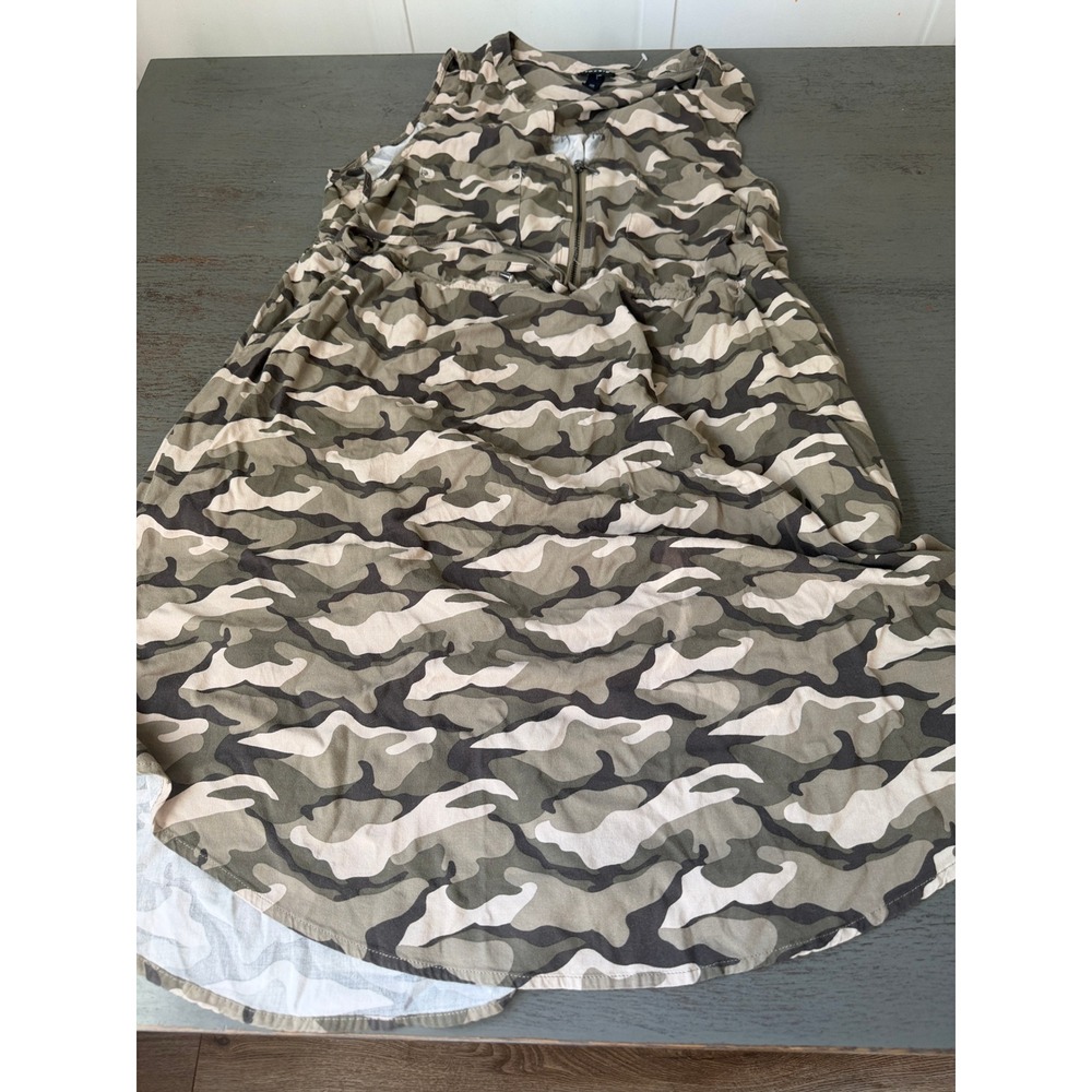 Torrid Camo Sleeveless Zip Front Utility Shirt Dress Green Tan Size 00 M L